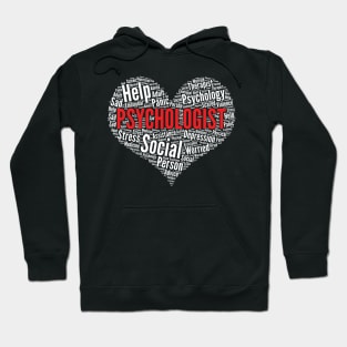 Psychologist Heart Shape Word Cloud Design print Hoodie